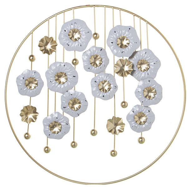 Wall Decoration Alexandra House Living White Golden Metal Iron Flower 62 x 3,5 x 62 cm