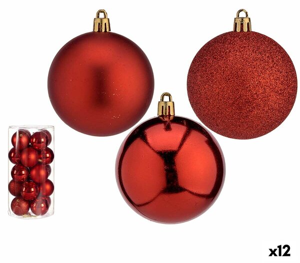 Set of Christmas balls Ø 7 cm Red Plastic (12 Units)