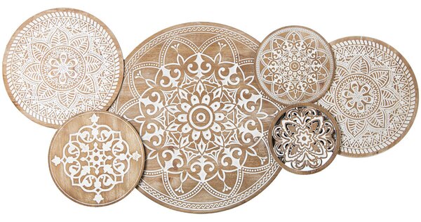 Wall Decoration Alexandra House Living White Natural Metal Circles 130 x 64 x 4,5 cm