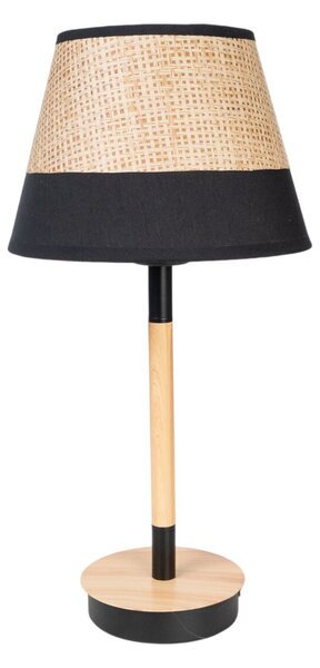 Desk lamp Romimex Black Beige Wood wicker 23 x 44 x 23 cm