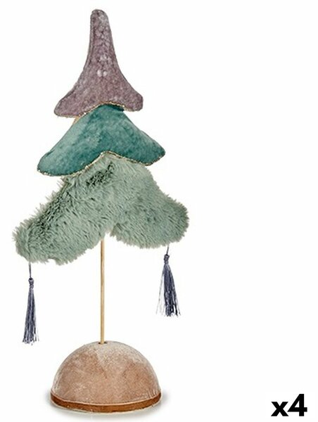 Christmas Tree Polyester Turquoise Silver Wood 12 x 43 x 22 cm (4 Units)