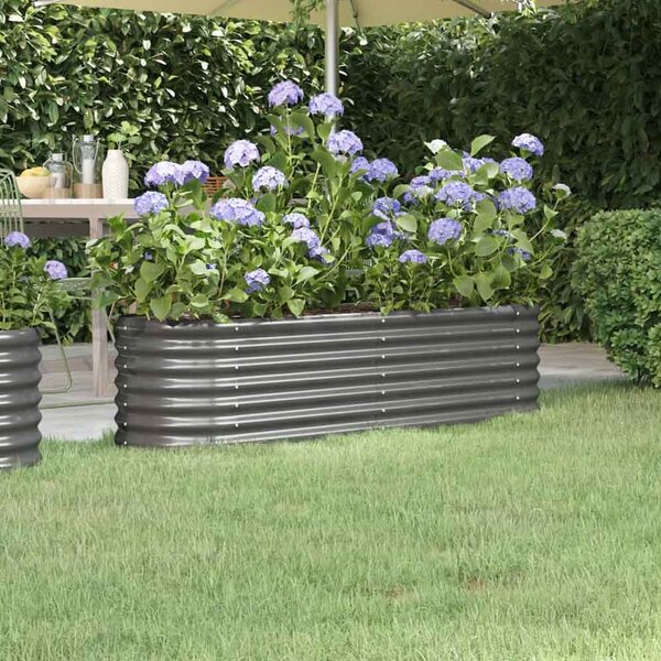 Modenza Oval 152 x 40 x 36cm Garden Galvanised Steel Planter in Grey