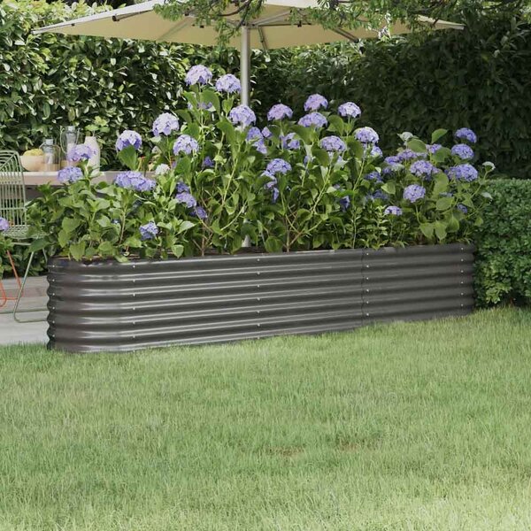 Modenza Oval 224 x 40 x 36cm Garden Galvanised Steel Planter in Grey