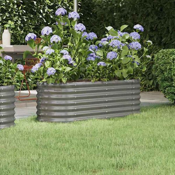 Modenza Oval 114 x 40 x 36cm Garden Galvanised Steel Planter in Grey