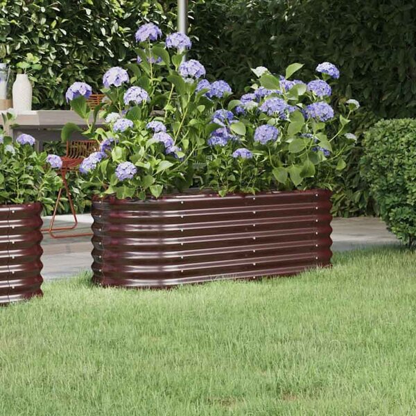 Modenza Oval 114 x 40 x 36cm Garden Galvanised Steel Planter in Brown