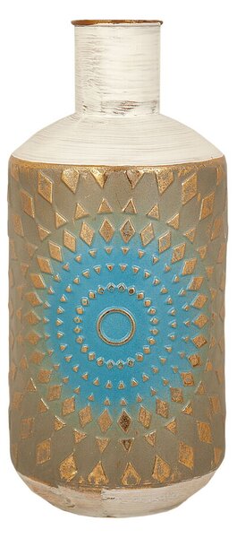 Vase Romimex Blue White Golden Metal Star 20 x 45 x 20 cm