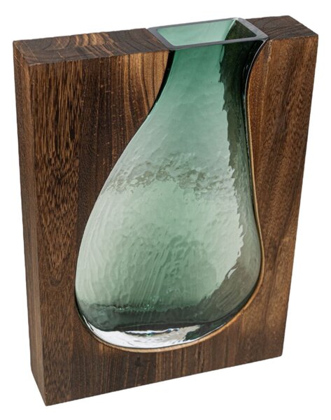 Vase Romimex Brown Green Wood Glass 22 x 30 x 6 cm