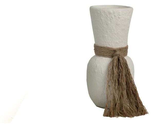 Vase Romimex White Ceramic Rope 15 x 30 x 15 cm