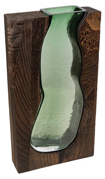 Vase Romimex Brown Green Wood Glass 18 x 32 x 6 cm