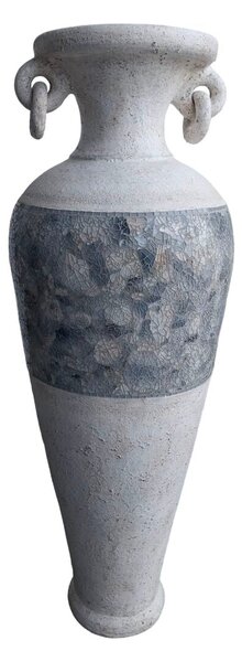 Floor vase Romimex White Grey Terracotta 34 x 100 x 34 cm With handles