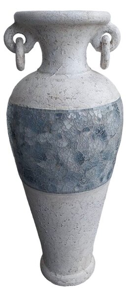 Floor vase Romimex White Grey Terracotta 32 x 80 x 32 cm With handles