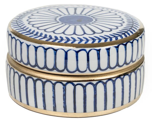 Decorative box Romimex Blue White Porcelain 15 x 7 x 15 cm