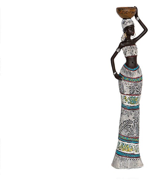 Decorative Figure Romimex Brown African Woman 8 x 32 x 6 cm