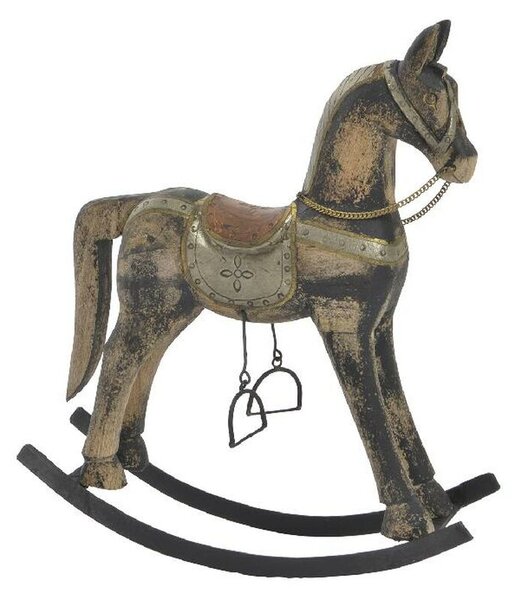 Decorative Figure Home ESPRIT Brown Black Grey Natural Horse 41 x 12 x 49 cm