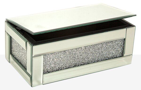 Decorative box Romimex Silver Glass Mirror 21 x 9 x 12 cm