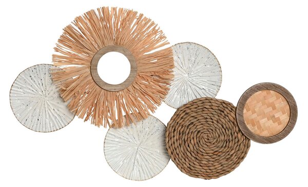 Wall Decoration Home ESPRIT White Natural Circles 70 x 5,5 x 43 cm