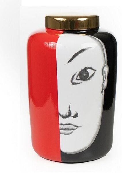 Tibor Romimex White Black Red Porcelain Face Japanese 18 x 31 x 18 cm