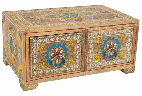 Jewelry box Alexandra House Living Multicolour Natural Mango wood MDF Wood 14 x 10 x 23 cm 2 drawers