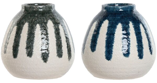 Vase Home ESPRIT Blue White Green Grey Ceramic Mediterranean 18 x 18 x 18 cm (2 Units)