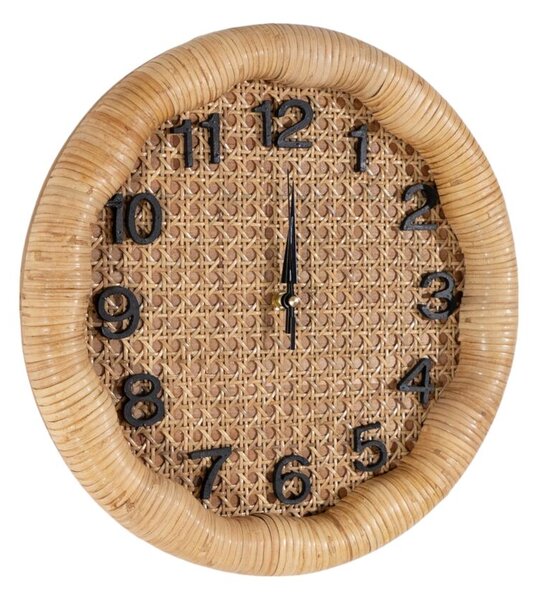 Wall Clock Romimex Brown wicker Fir wood MDF Wood 36 x 36 x 6 cm