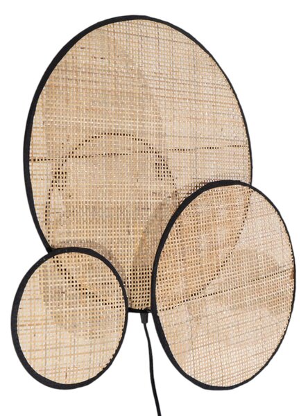 Wall Light Romimex Black Natural 11 x 52 x 52 cm Rattan