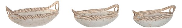 Centerpiece Home ESPRIT White Natural Mediterranean Stripped 40 x 24 x 14 cm (3 Pieces)