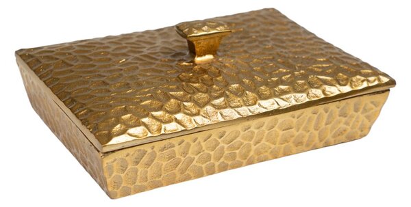 Decorative box Romimex Golden Aluminium Hammered 23 x 9 x 16 cm