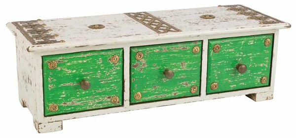 Jewelry box Alexandra House Living White Green Brass MDF Wood 15 x 10 x 36 cm 3 drawers