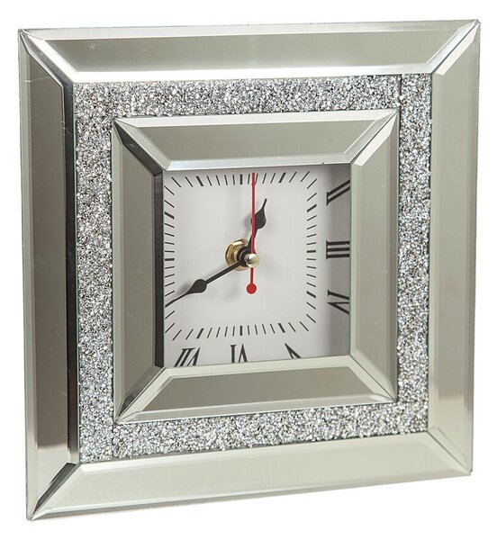 Table clock Romimex Silver Glass 20 x 20 x 5 cm