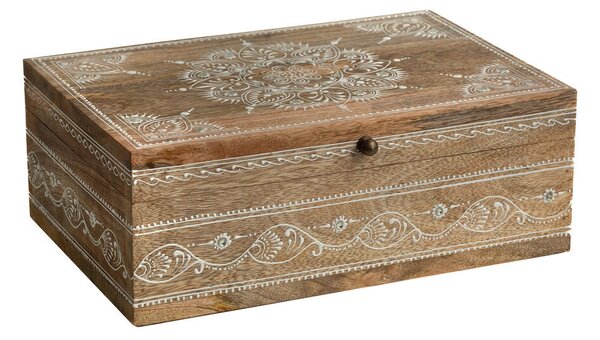 Decorative box Romimex Brown Mango wood 31 x 11 x 21 cm