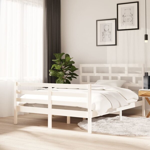 Bed Frame White Solid Wood Pine 140x200 cm
