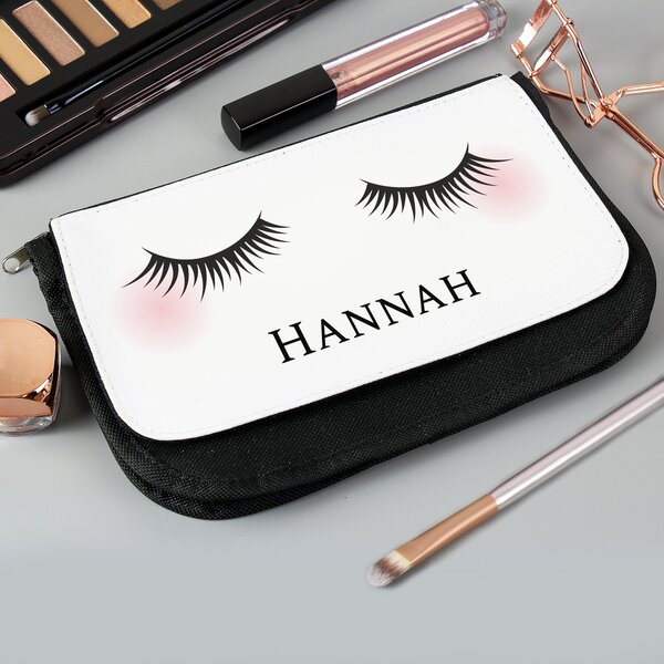 Personalised Eyelashes Make Up Bag Black