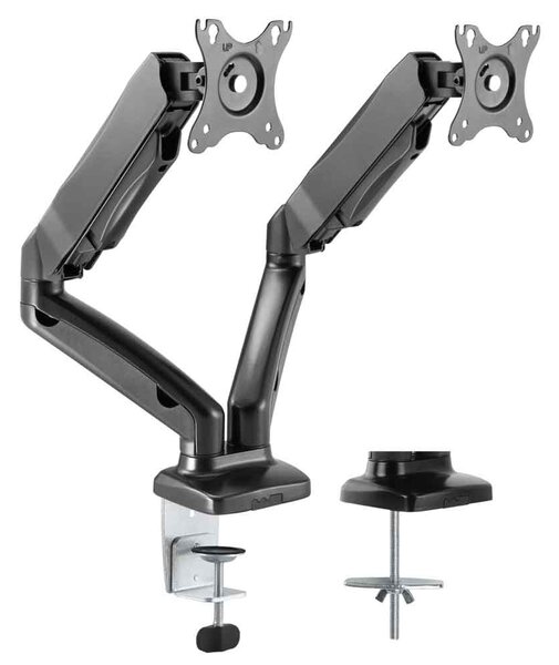 Midvale Double Arm Swivel Gas Spring Desk Mount Monitor Stand - Black