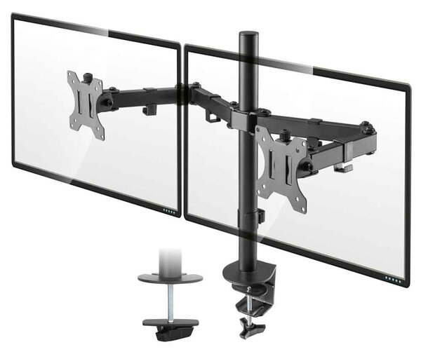 Midvale 32'' Double Arm Swivel Metal Desk Mount Monitor Stand - Black