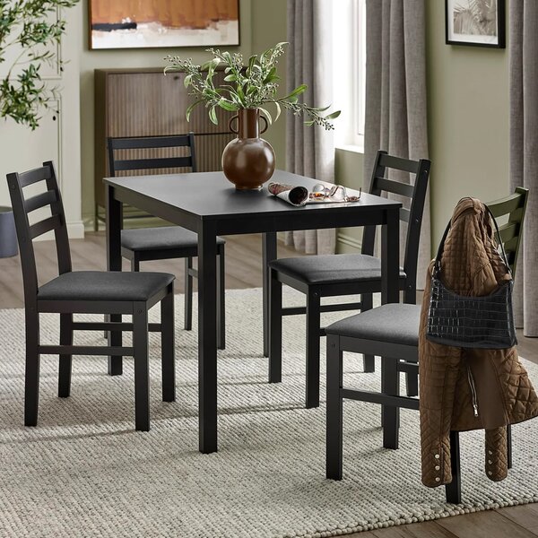 Keene Wooden Dining Table With 4 Chairs - Black