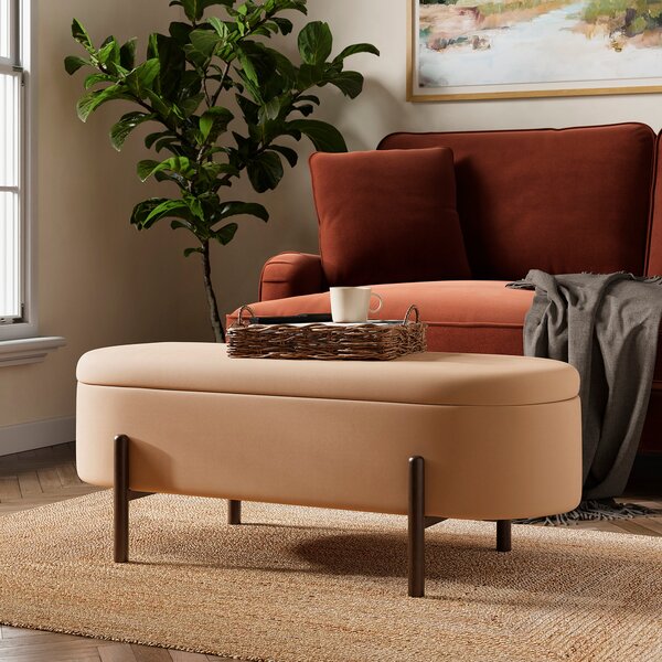 Marley Velvet Storage Ottoman Caramel