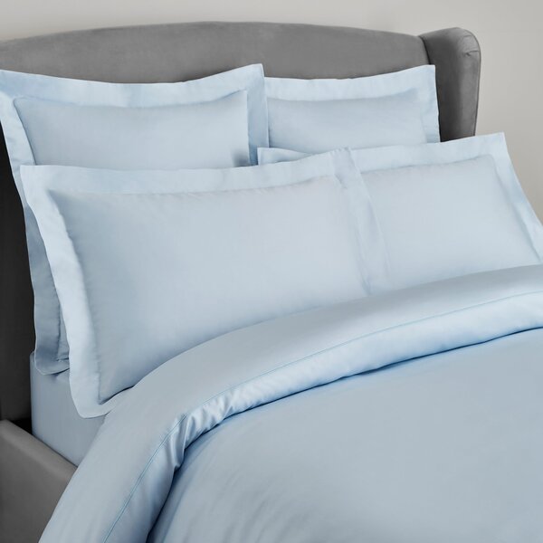 Dorma 300 Thread Count 100% Cotton Sateen Plain Oxford Pillowcase Powder Blue