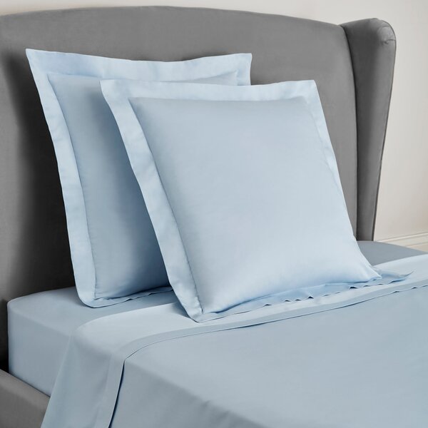 Dorma 300 Thread Count 100% Cotton Sateen Plain Continental Square Pillowcase Powder Blue