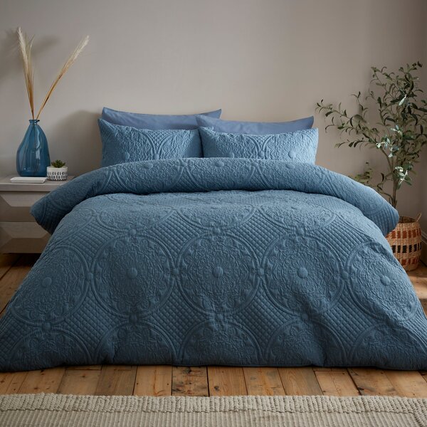 Mandalay Duvet Cover and Pillowcase Set Pacific Blue