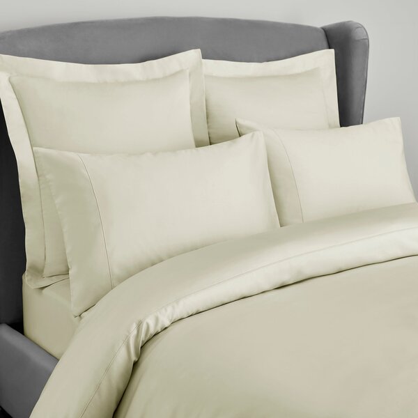 Dorma 300 Thread Count 100% Cotton Sateen Plain Cuffed Pillowcase Buttermilk