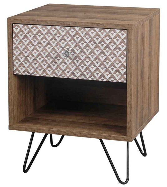 Cassava Wooden Lamp Table With Black Legs - Dark Oak