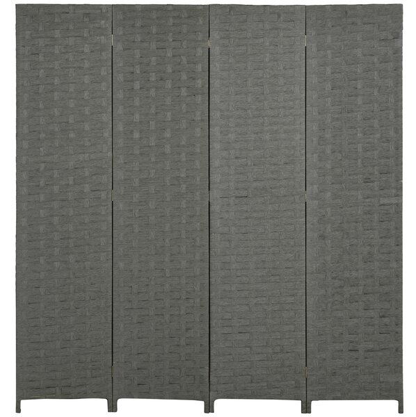 HOMCOM 4-Panel Room Dividers, Wave Fibre Freestanding Folding Privacy Screen Panels, Partition Wall Divider for Indoor Bedroom Office, 170 cm, Grey