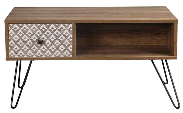 Cassava Wooden Coffee Table With Black Legs - Dark Oak