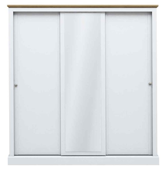 Devan Wooden Sliding Wardrobe With 3 Doors - White And Oak