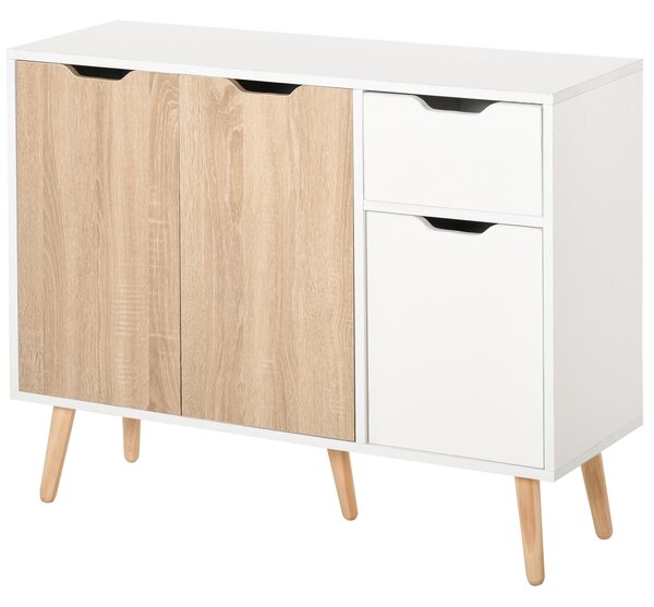 HOMCOM Sideboard Floor Standing Storage Cabinet with Drawer for Bedroom, Living Room, Home Office, Natural