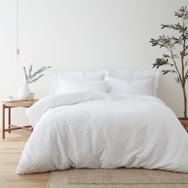 Edison Textured White Duvet Cover and Pillowcase Set White