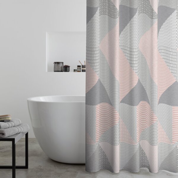 Catherine Lansfield Larsson Geo Shower Curtain Blush