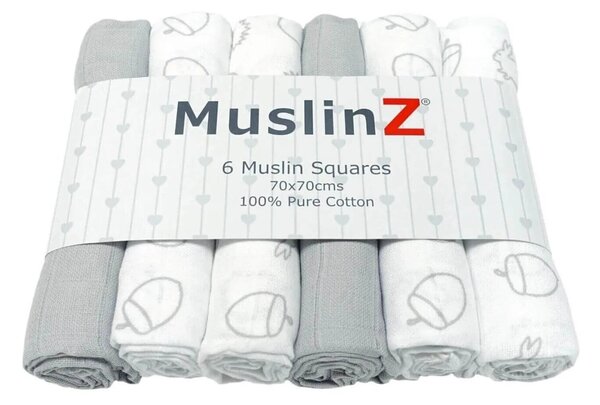 MuslinZ 6 Pack Muslin Squares 70x70cm - Woodland