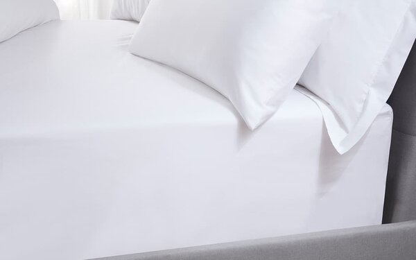 Five Star Hotel Concept Percale Fitted Sheet, Single, White