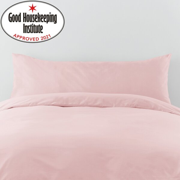 Non Iron Plain Dye Dusky Pink Large Bolster Pillowcase Pink